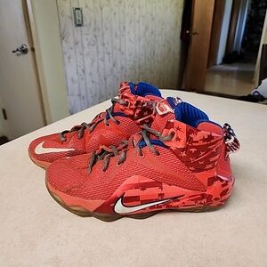 Nike Lebron James 12 GS USA Red Blue 4th Of July Youth Basketball Shoes 5Y